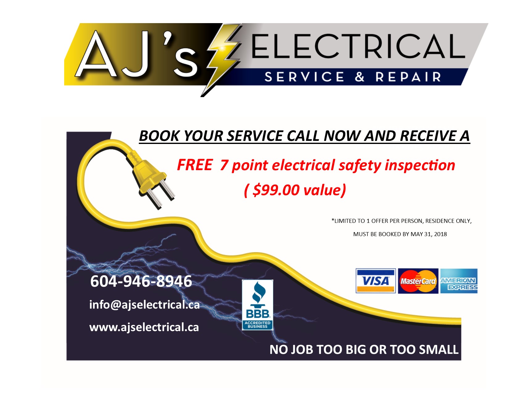 AJ's Electrical Service and Repair Free 7 Point Electrical Safety Inspection