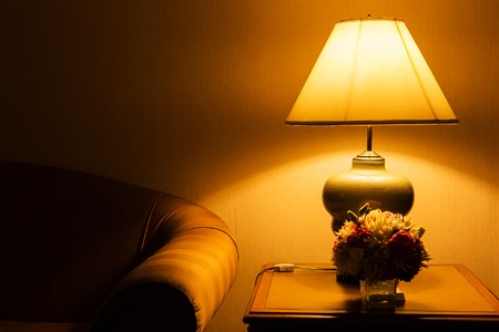 table lamp and sofa